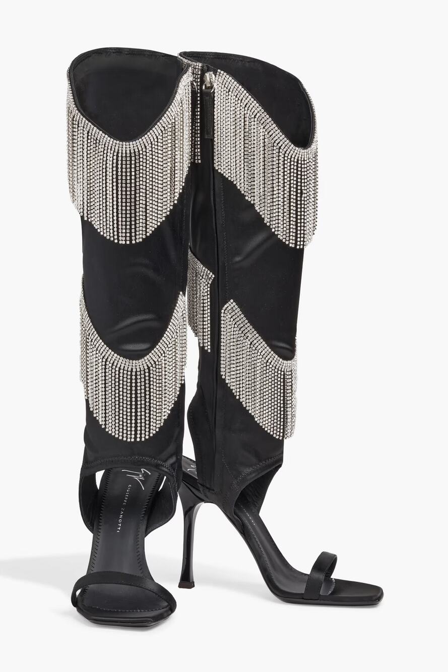 Giuseppe Zanotti Demode Sandals Crystal Fringe Embellished Evening Statement 6